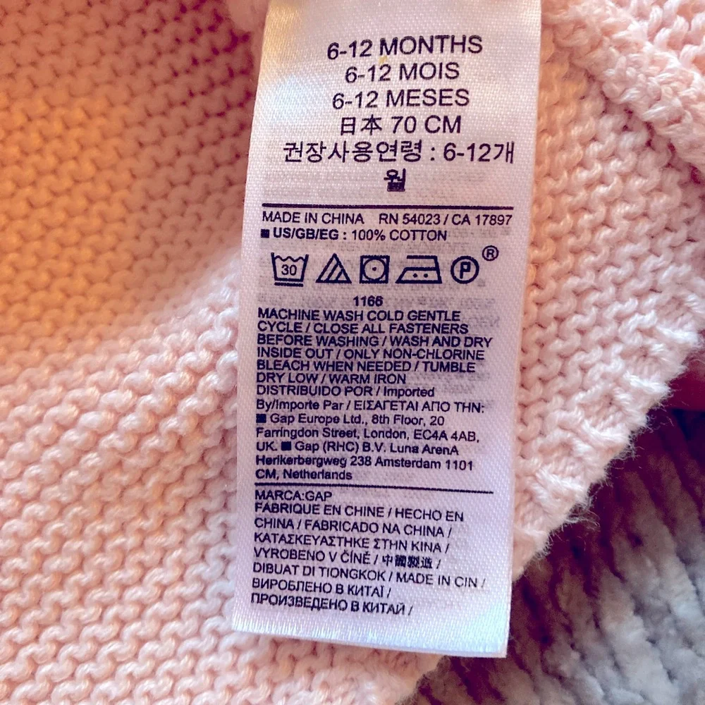 Baby‎ Gap pink knit hooded cardigan bear ears 6-12 months